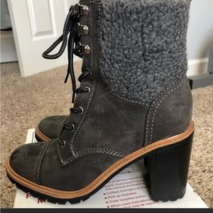 Nine West suede & Fur Lace up Boots 7M